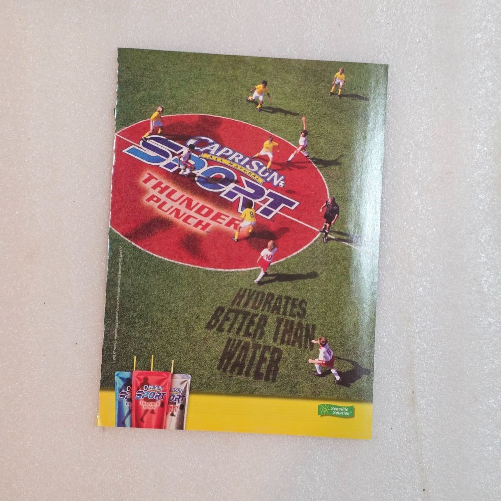Vintage Print Ad Capri Sun Sport Thunder Punch soccer field 8x10.5 2004